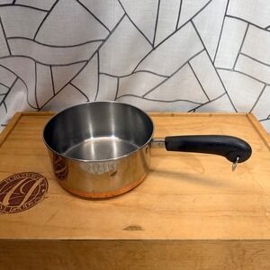 Revere Ware Saucepan Pot 2 Qt Silver Good Copper Bottom Stainless Steel 1801